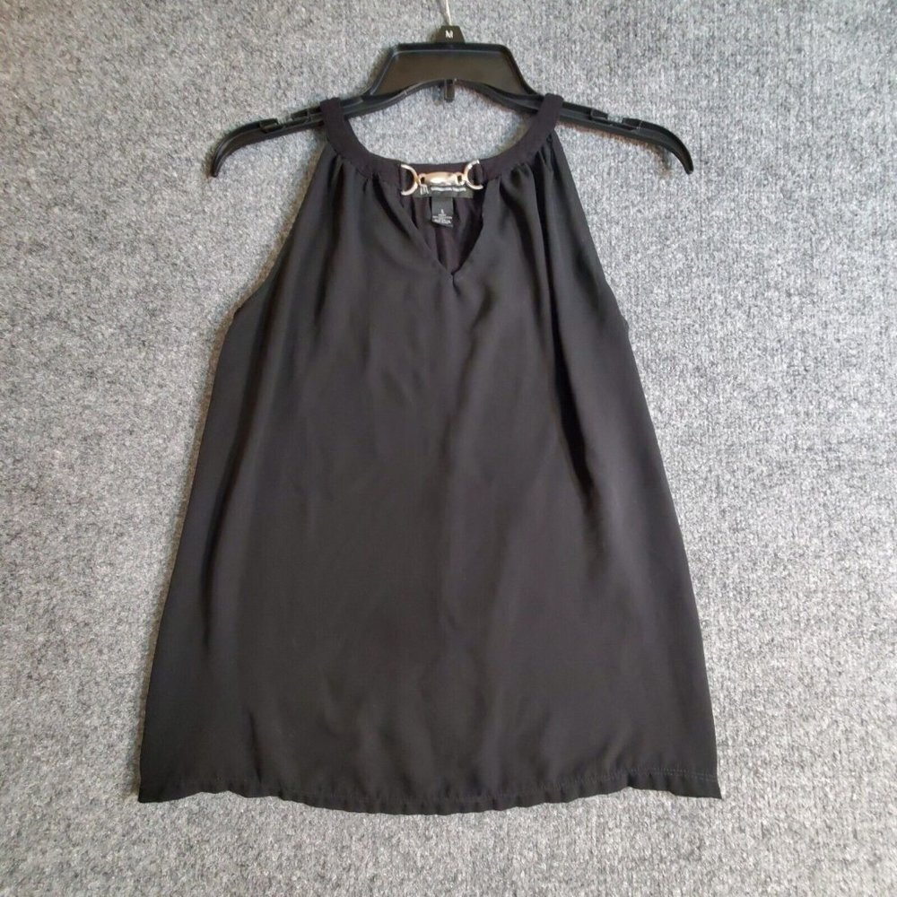 INC International Concepts Womens Black chrome buckle  Sleeveless Halter Top S